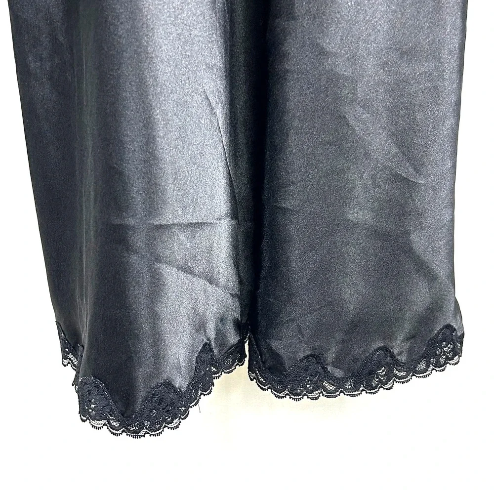 Jones New York Black Floral Lace Satin Slip Dress‎ Lingerie Women's Size S